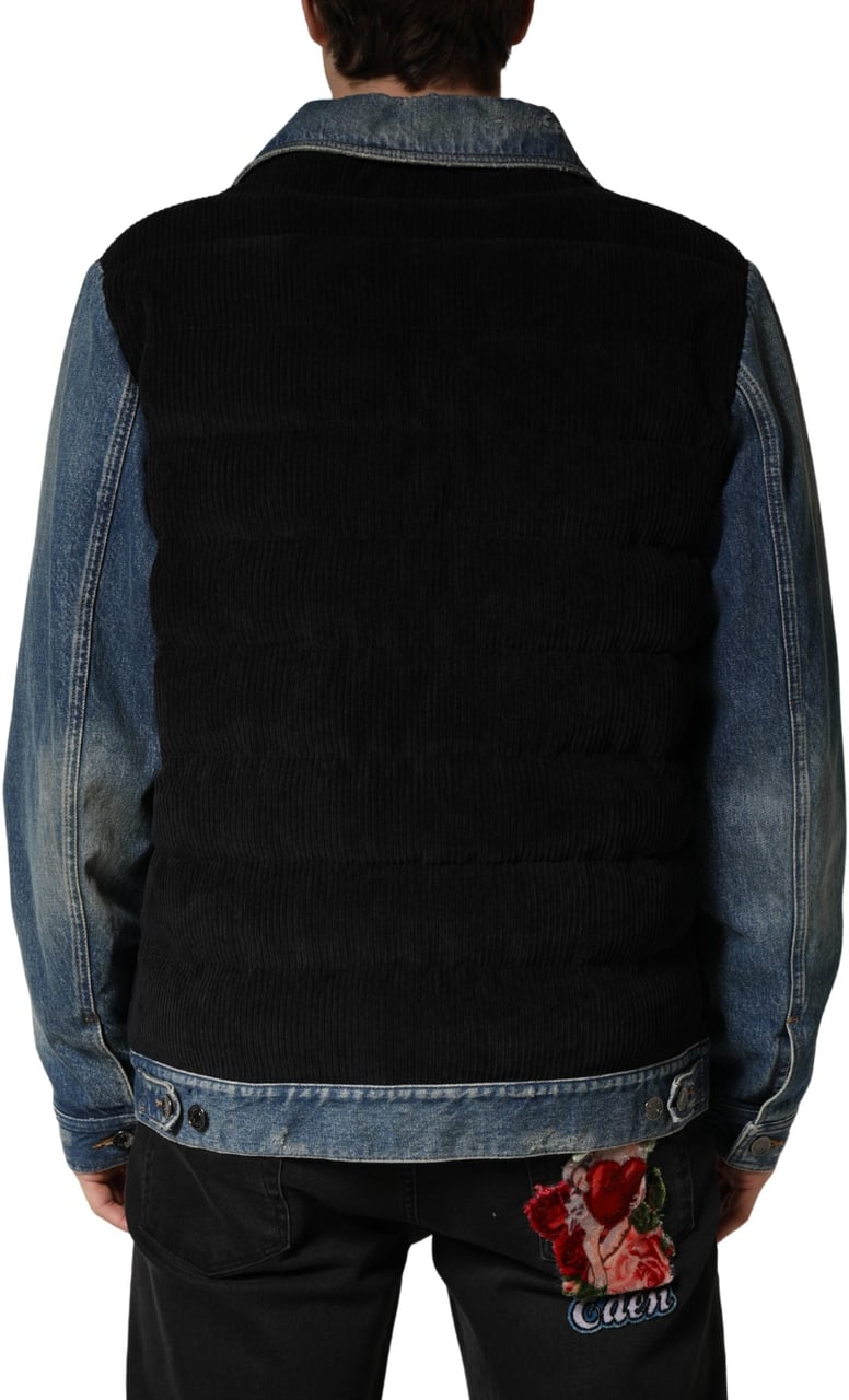 Dolce & Gabbana Black Blue Cotton Denim Blouson Men Jacket Divers