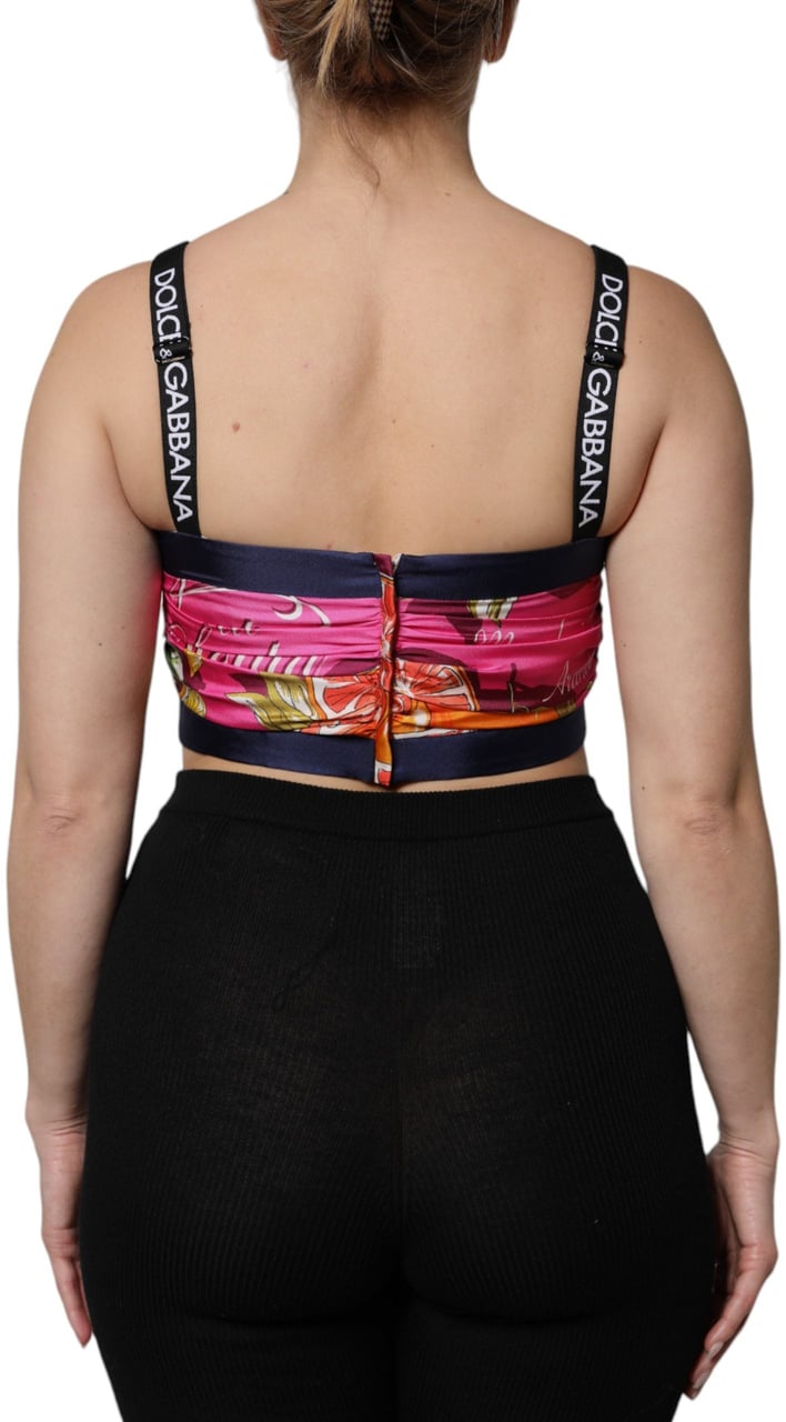 Dolce & Gabbana Multicolor Silk Cropped Bustier Corset Top Divers