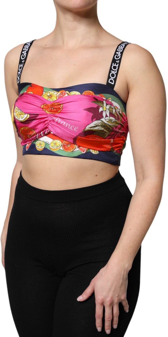 Dolce & Gabbana Multicolor Silk Cropped Bustier Corset Top Divers