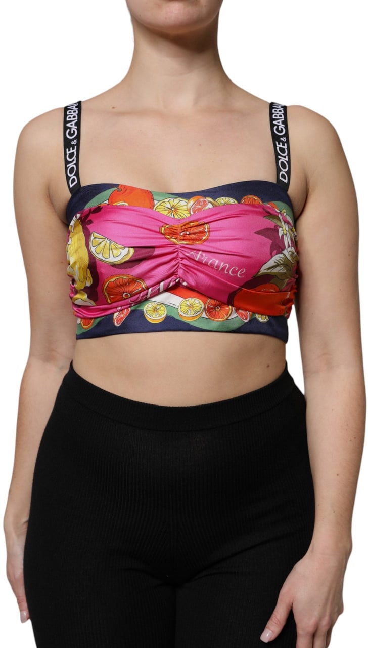 Dolce & Gabbana Multicolor Silk Cropped Bustier Corset Top Divers