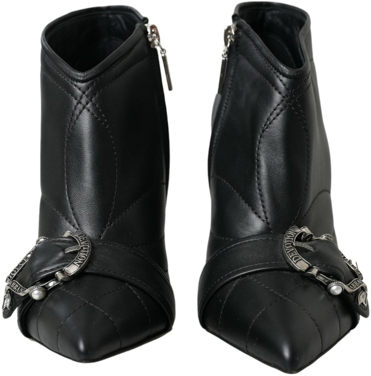 Dolce & Gabbana Black Devotion Quilted Buckled Boots Shoes Zwart