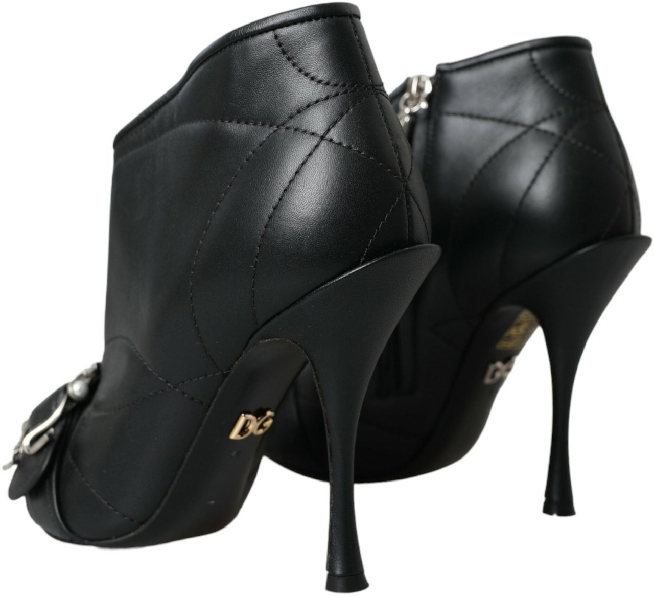 Dolce & Gabbana Black Devotion Quilted Buckled Boots Shoes Zwart