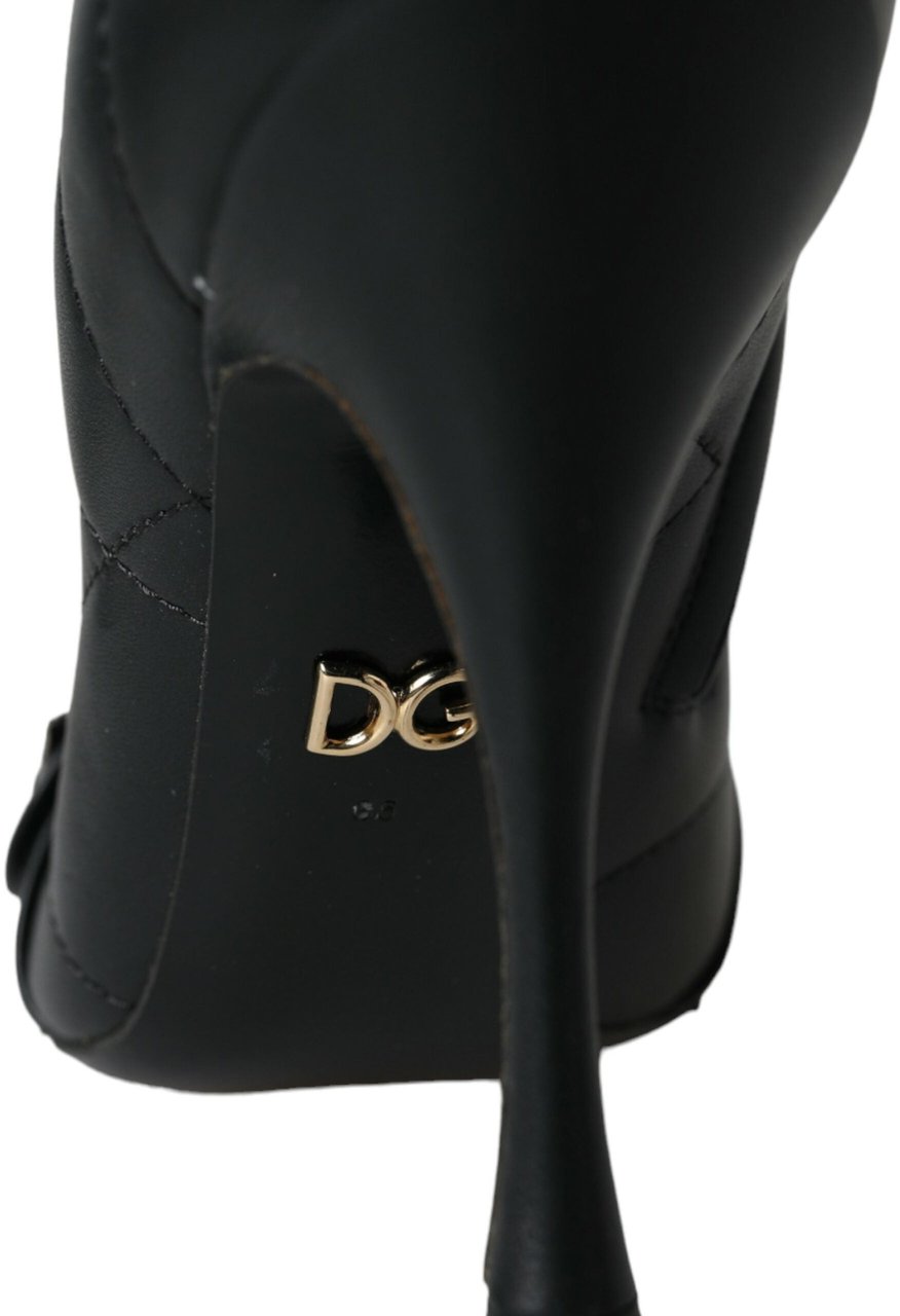 Dolce & Gabbana Black Devotion Quilted Buckled Boots Shoes Zwart