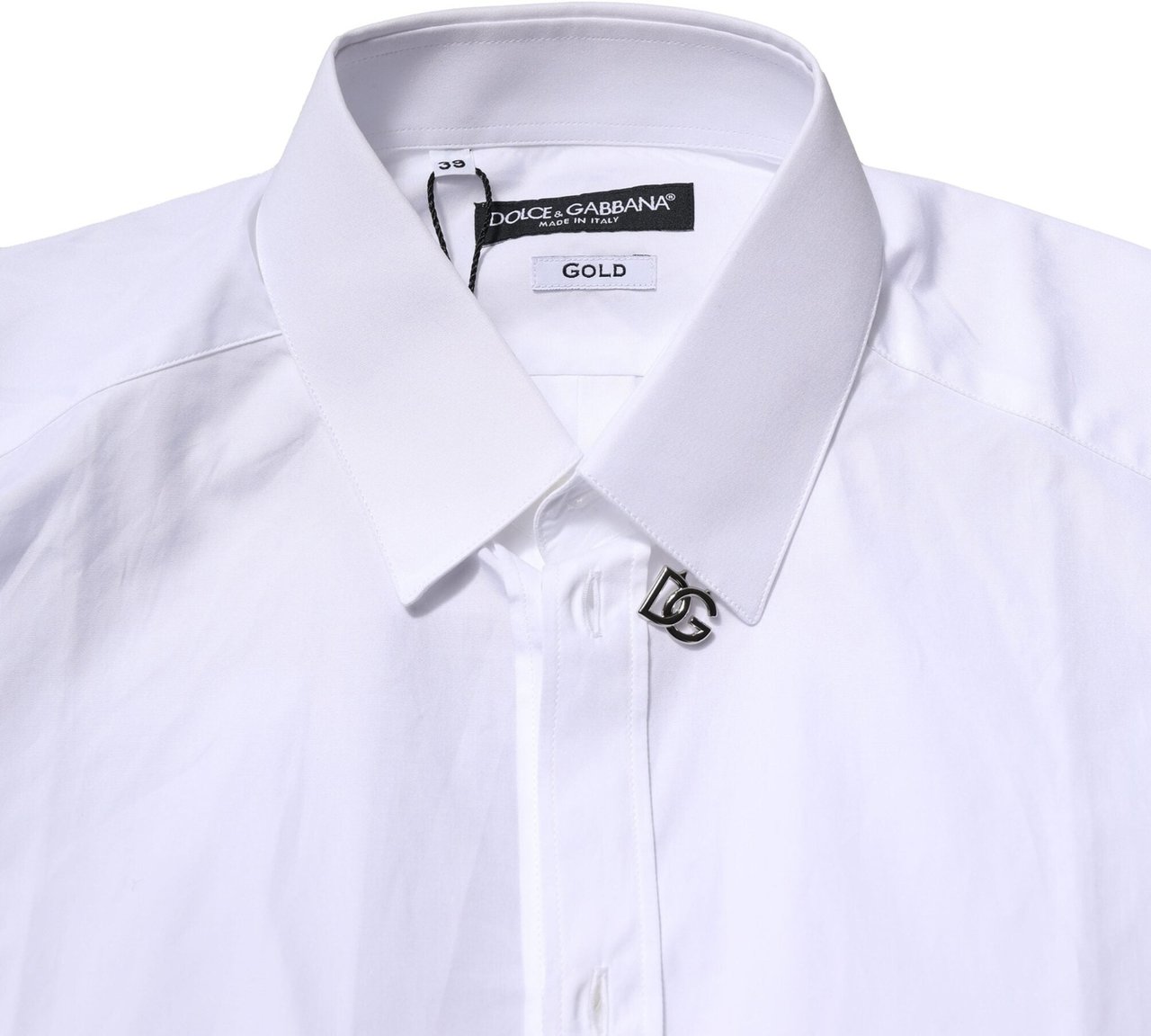 Dolce & Gabbana White Cotton GOLD Long Sleeves Formal Shirt Wit