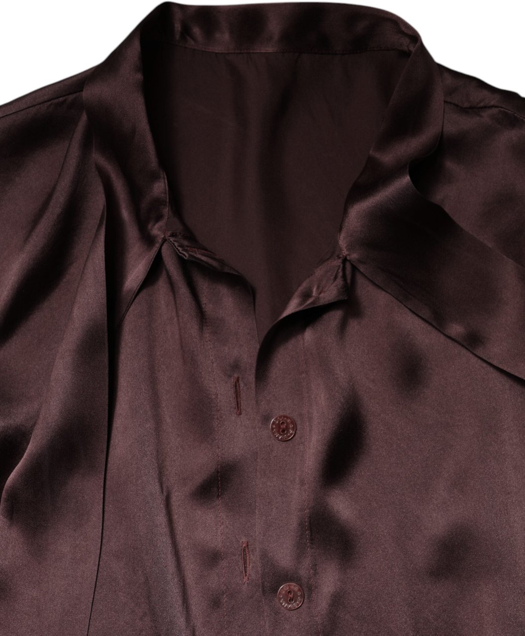 Dolce & Gabbana Brown Ascot Collar Long Sleeve Blouse Top Bruin