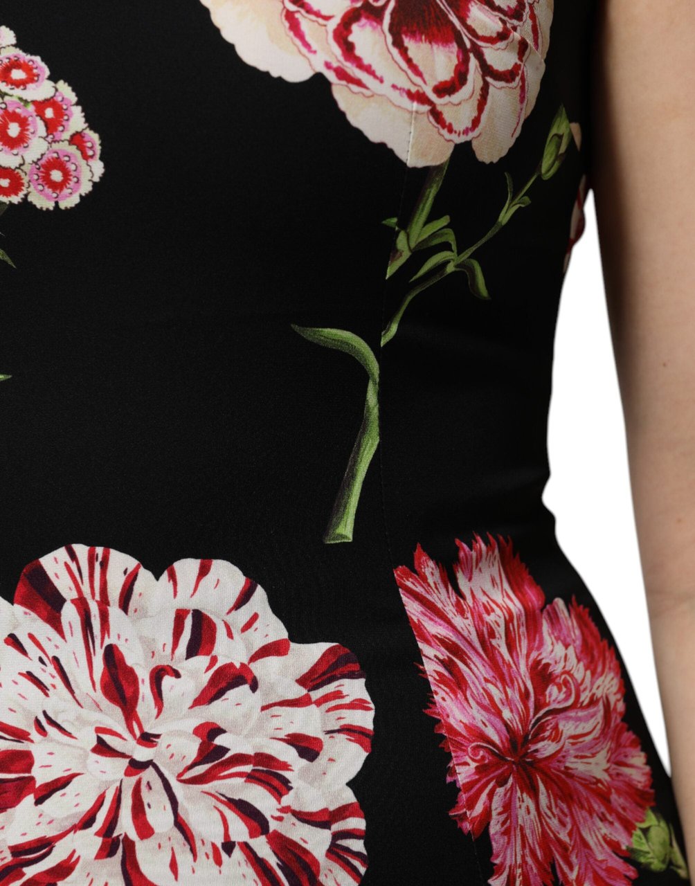 Dolce & Gabbana Black Floral Print Sleeveless Tank Blouse Top Zwart