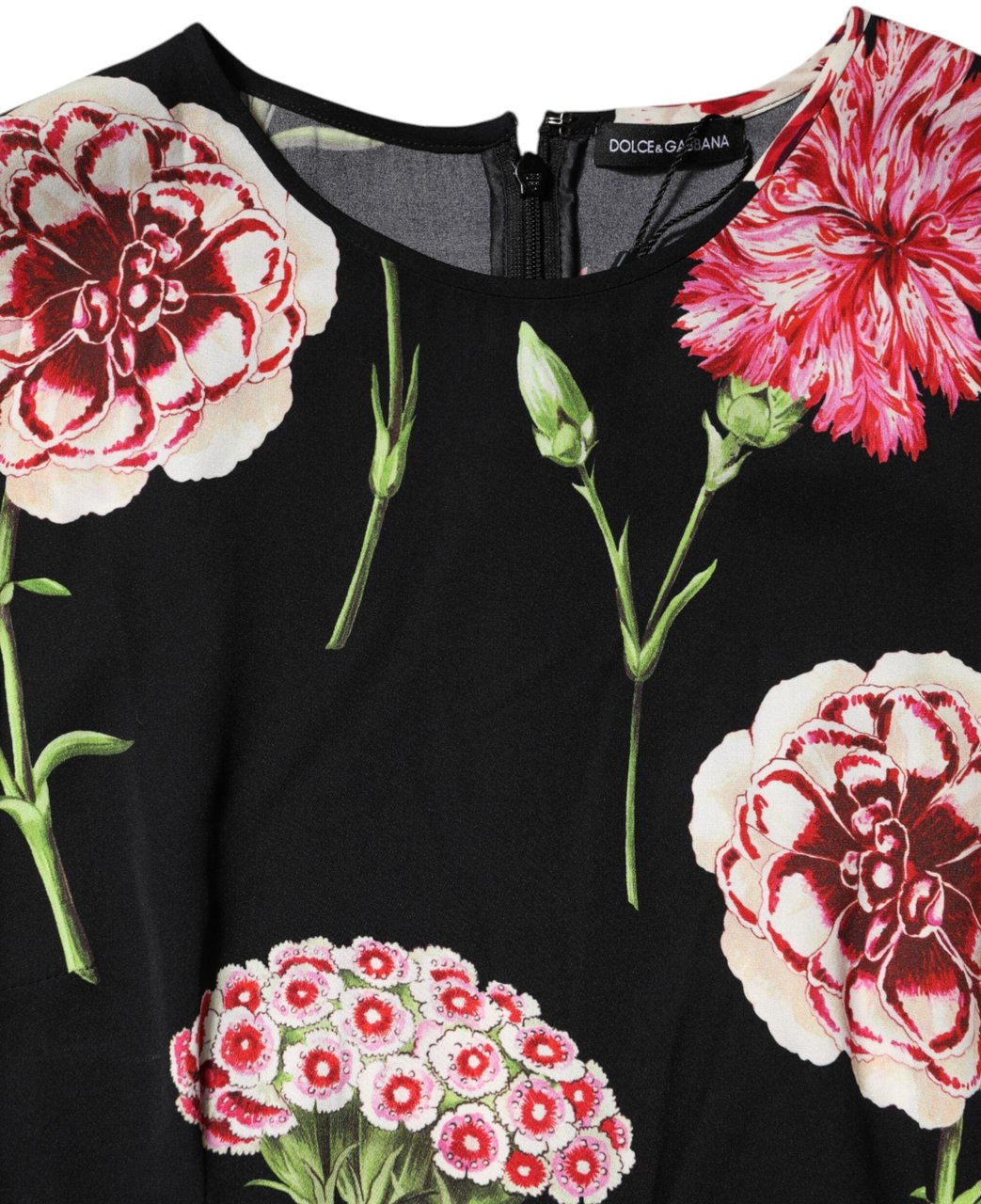 Dolce & Gabbana Black Floral Print Sleeveless Tank Blouse Top Zwart
