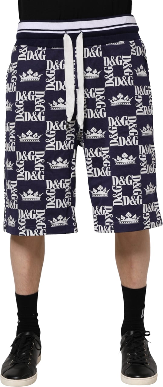 Dolce & Gabbana Blue DG Logo Print Chino Men Bermuda Shorts Blauw