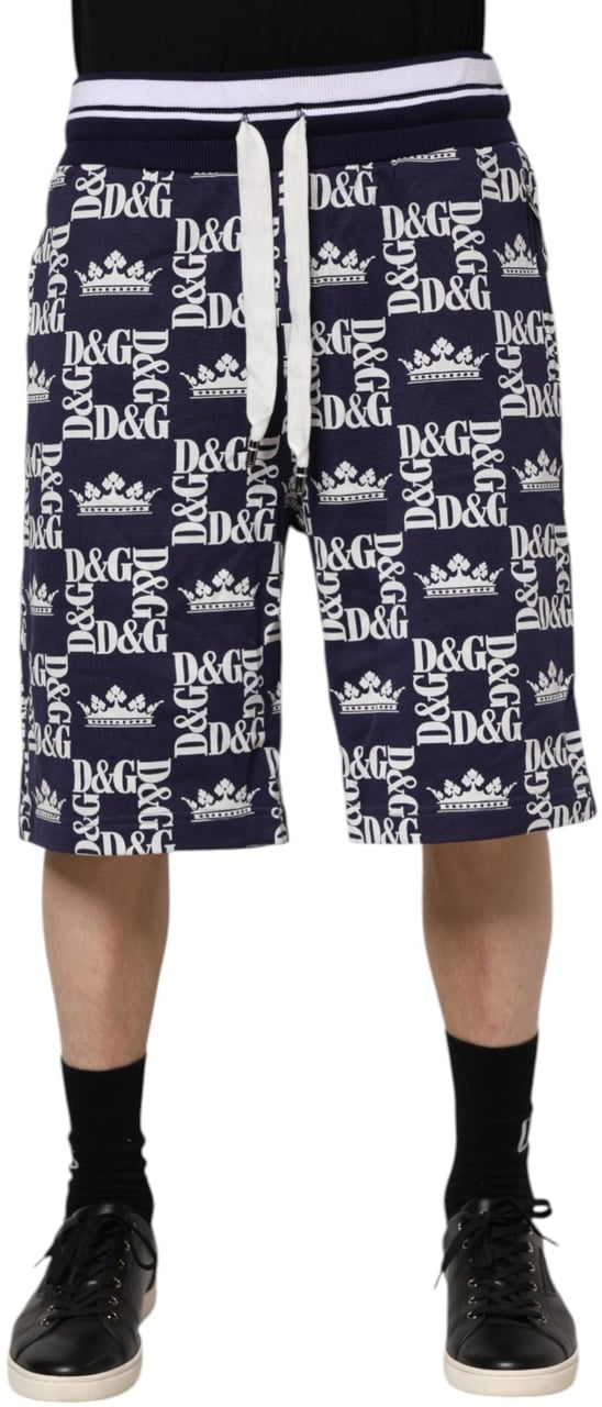 Dolce & Gabbana Blue DG Logo Print Chino Men Bermuda Shorts Blauw