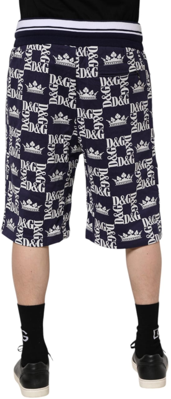Dolce & Gabbana Blue DG Logo Print Chino Men Bermuda Shorts Blauw