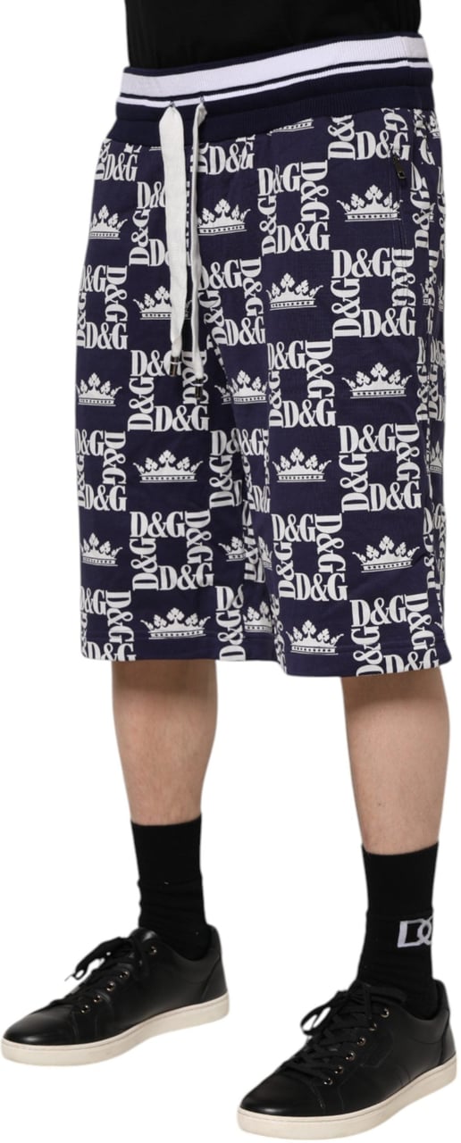 Dolce & Gabbana Blue DG Logo Print Chino Men Bermuda Shorts Blauw
