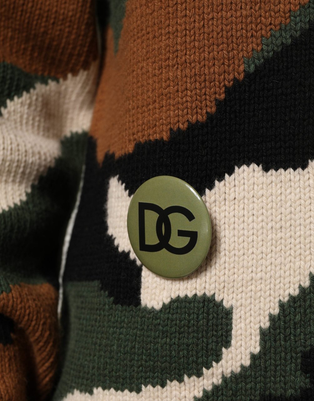 Dolce & Gabbana Multicolor Intarsia-Knit Camouflage Pullover Sweater Divers