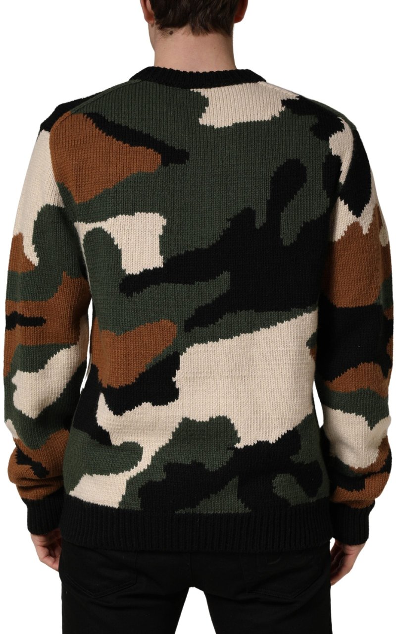 Dolce & Gabbana Multicolor Intarsia-Knit Camouflage Pullover Sweater Divers
