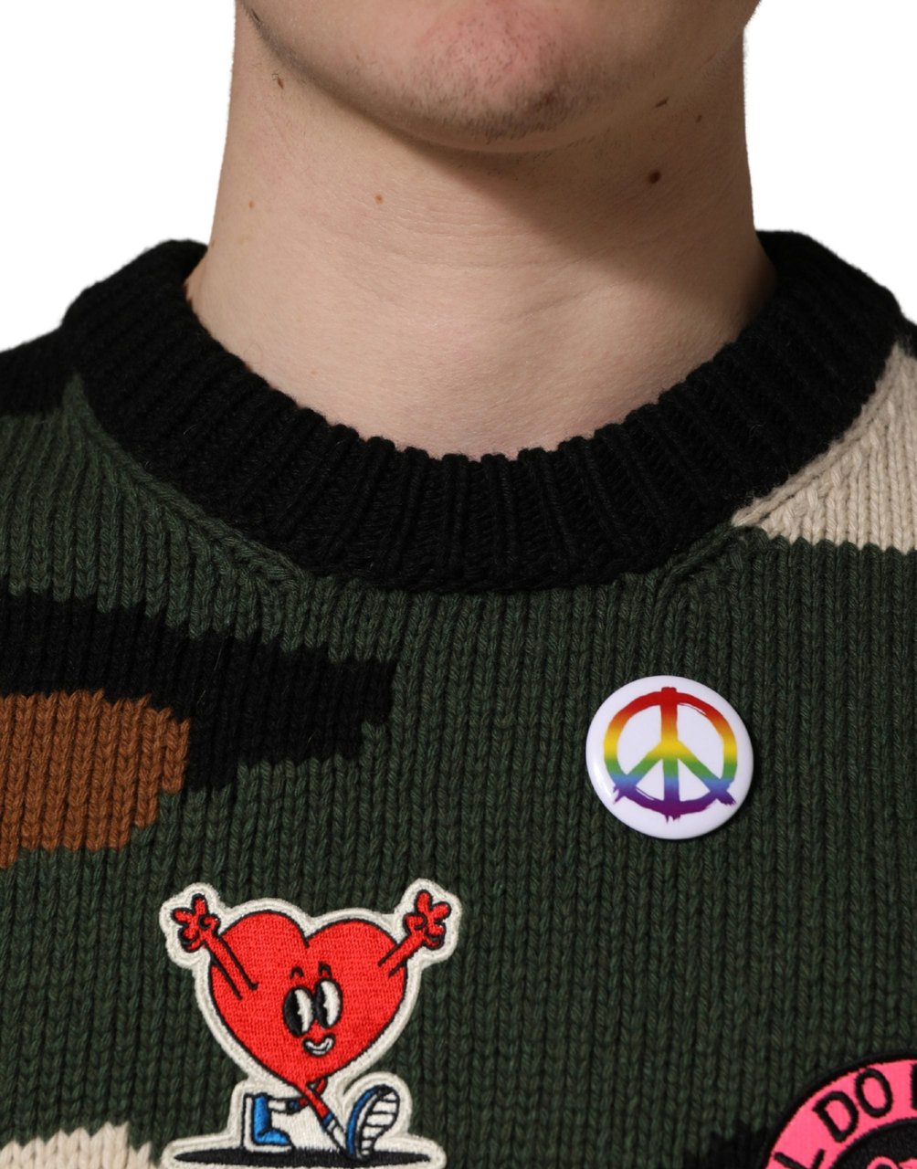 Dolce & Gabbana Multicolor Intarsia-Knit Camouflage Pullover Sweater Divers