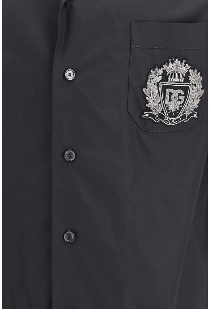 Dolce & Gabbana Black Cotton Shortsleeve Shirt Zwart