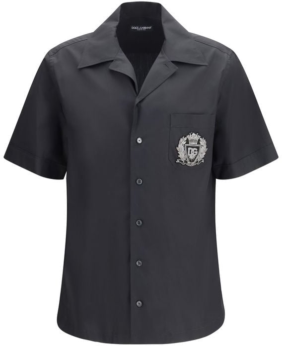 Dolce & Gabbana Dolce & Gabbana Black Cotton Shortsleeve Shirt Zwart