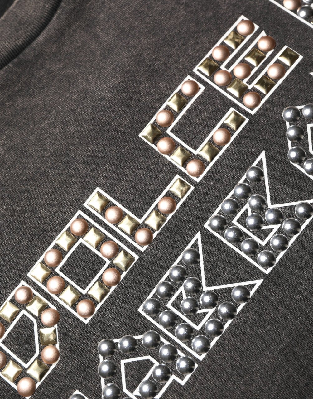 Dolce & Gabbana Gray Logo Embellished Men Crew Neck T-shirt Grijs