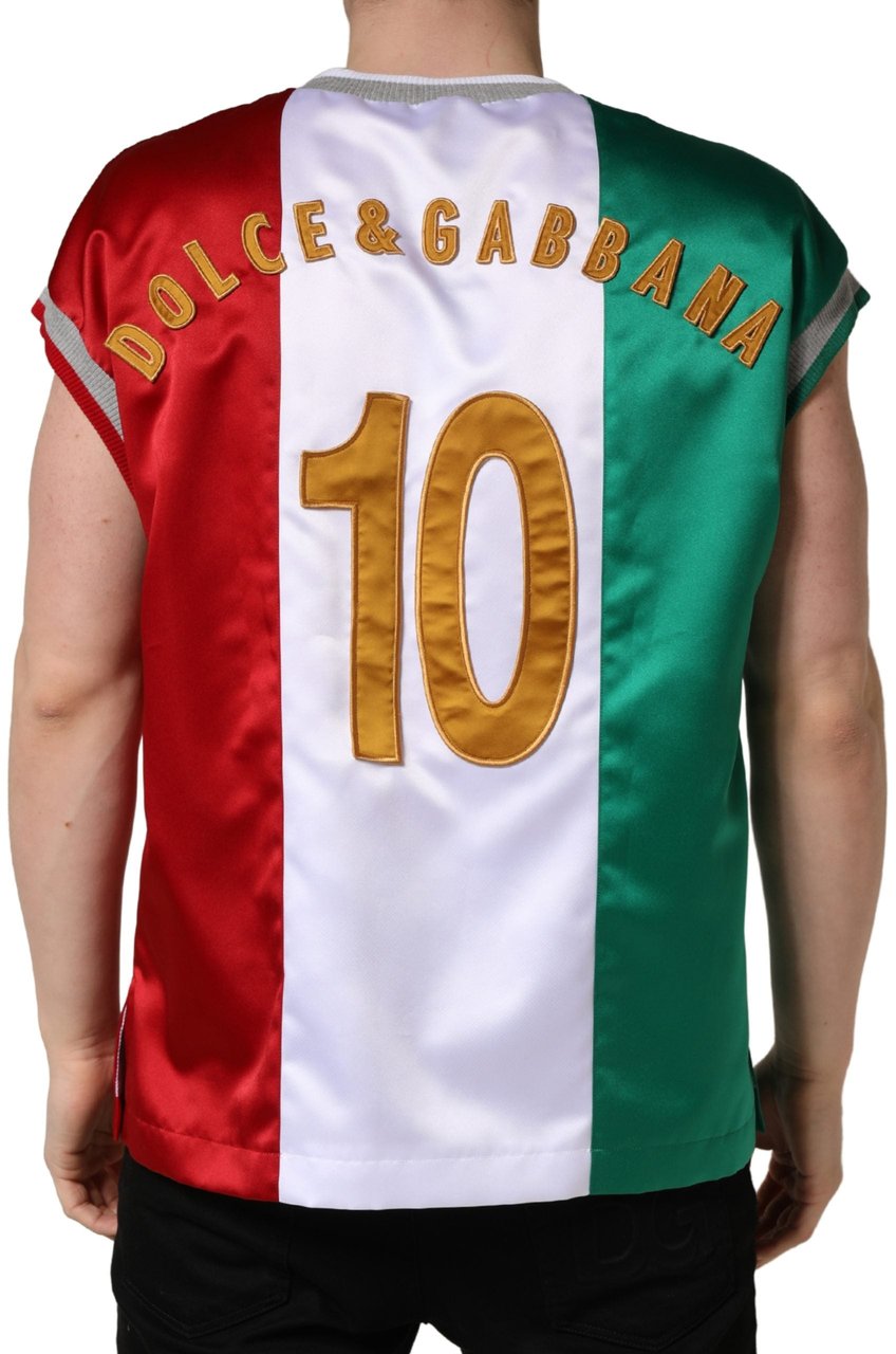 Dolce & Gabbana Multicolor Italia DG Logo Satin Tank T-shirt Divers