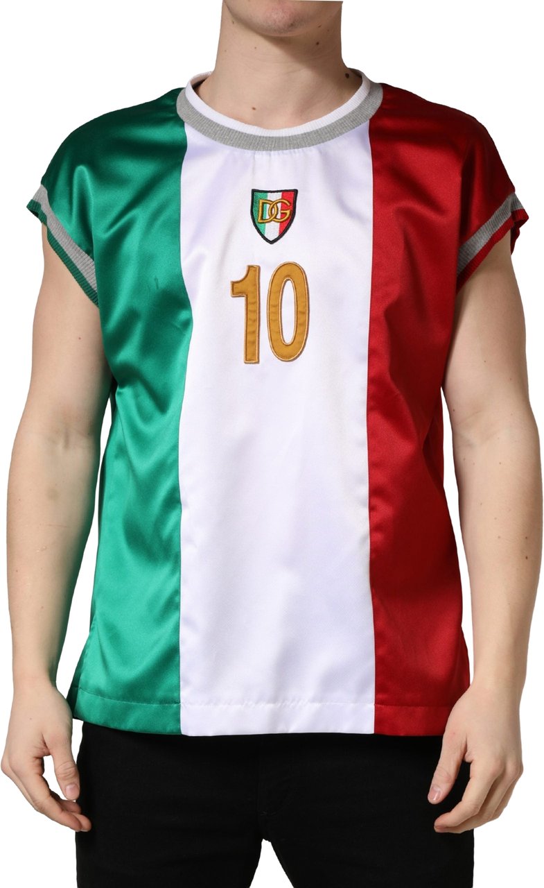 Dolce & Gabbana Multicolor Italia DG Logo Satin Tank T-shirt Divers