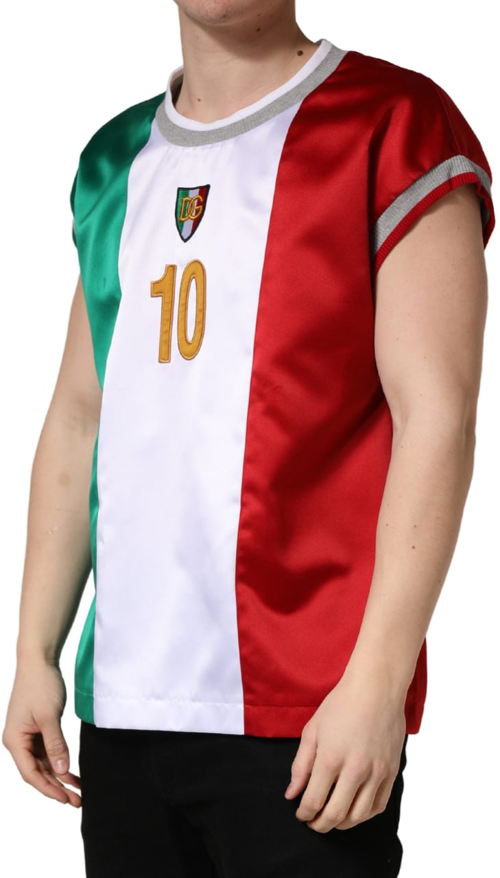 Dolce & Gabbana Multicolor Italia DG Logo Satin Tank T-shirt Divers