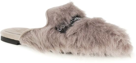 Dolce & Gabbana Gray Lamb Ovis Aries Aries Mules Grijs