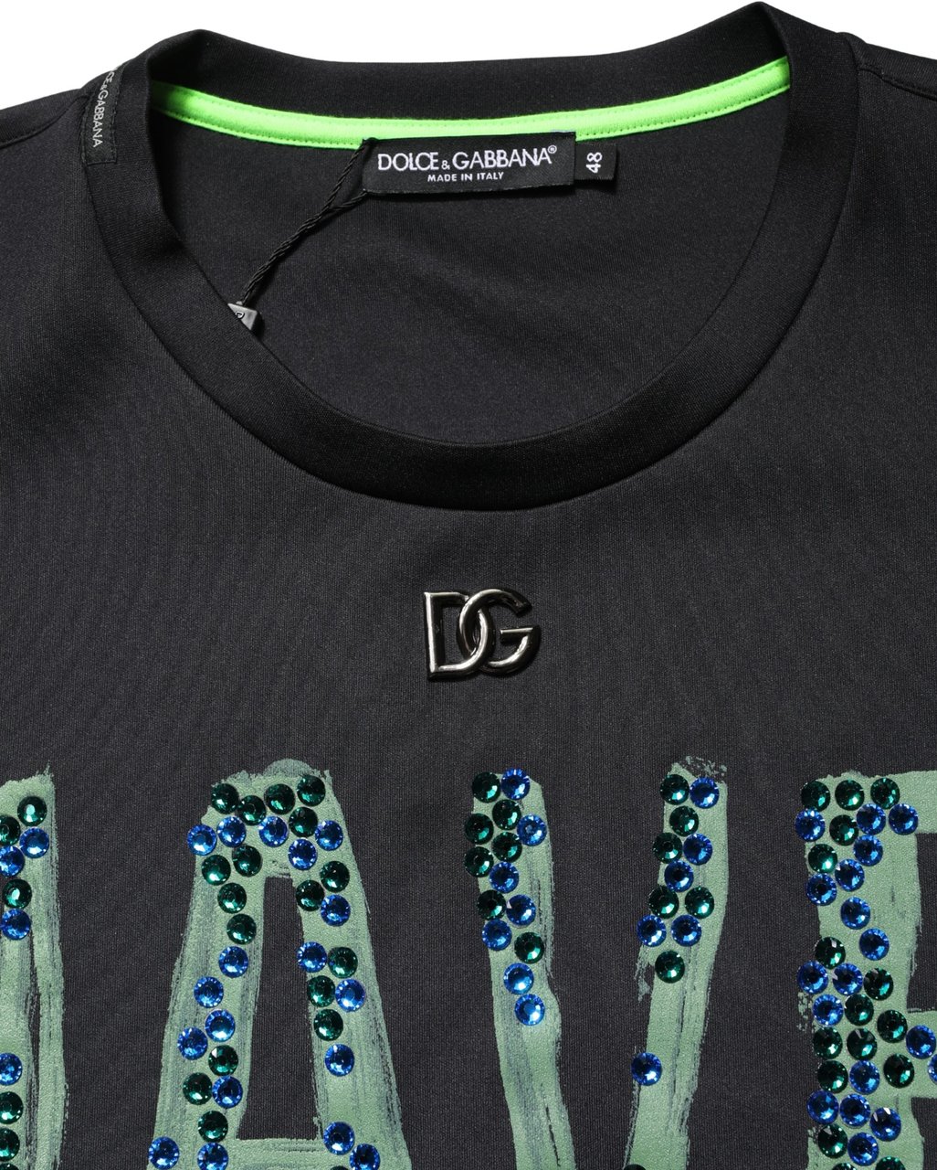 Dolce & Gabbana Black Have Fun Embellished Crew Neck T-shirt Zwart