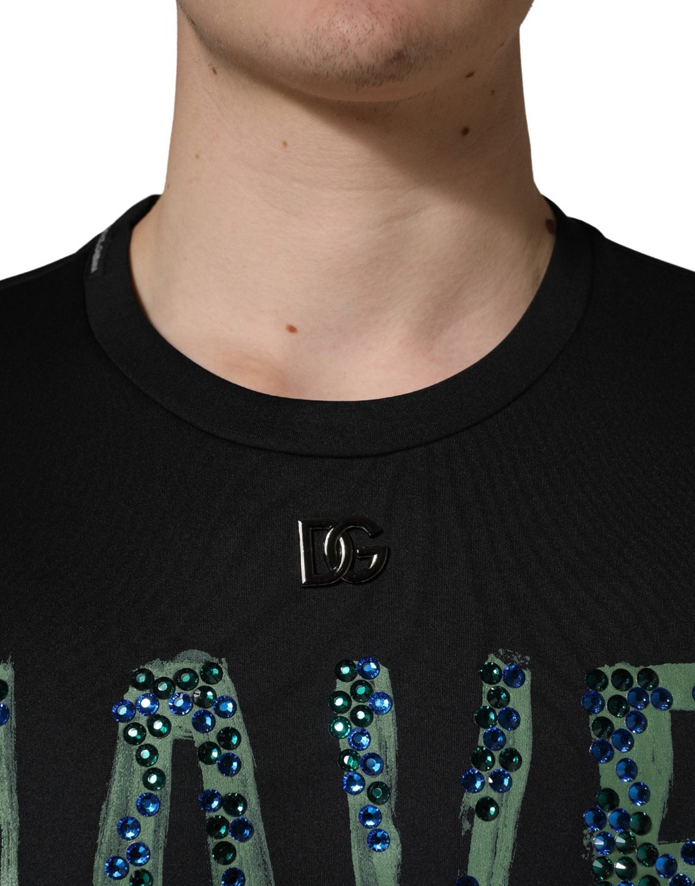 Dolce & Gabbana Black Have Fun Embellished Crew Neck T-shirt Zwart