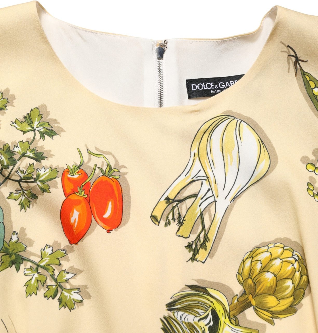 Dolce & Gabbana Beige Fruit PolkaDot Sheath Silk Midi Dress Beige