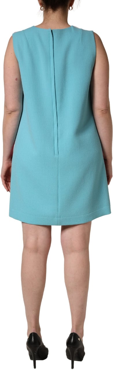Dolce & Gabbana Pink Blue Wool Sleeveless Shift Mini Dress Divers