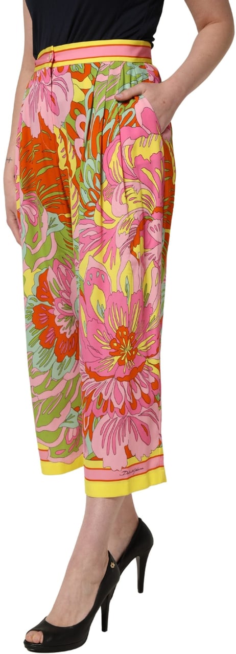 Dolce & Gabbana Multicolor FloralPrint Cropped Trouser Pants Divers