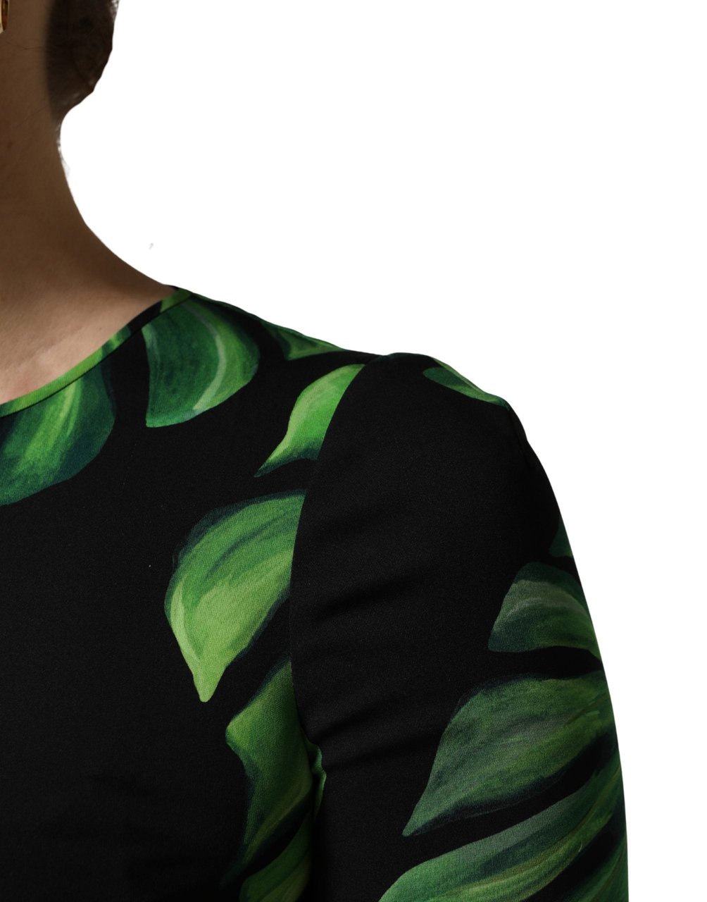 Dolce & Gabbana Black Philodendron Print Silk Blouse Top Zwart