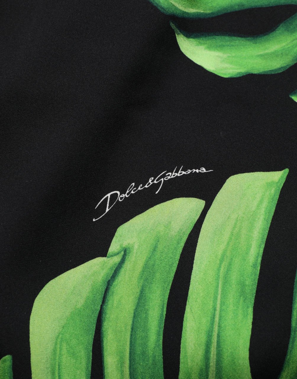 Dolce & Gabbana Black Philodendron Print Silk Blouse Top Zwart