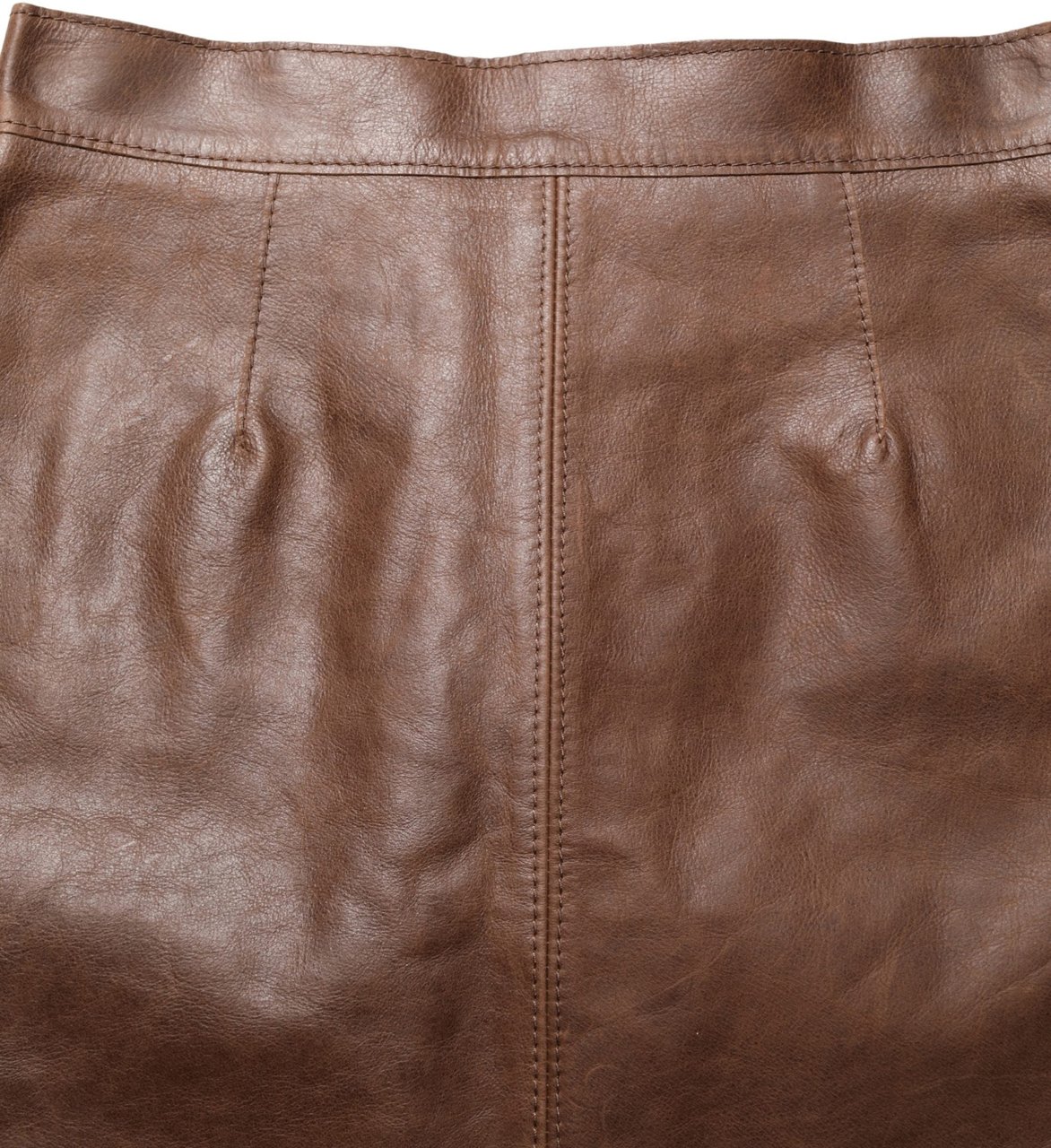 Dolce & Gabbana Brown Leather High Waist Bodycon Mini Skirt Bruin