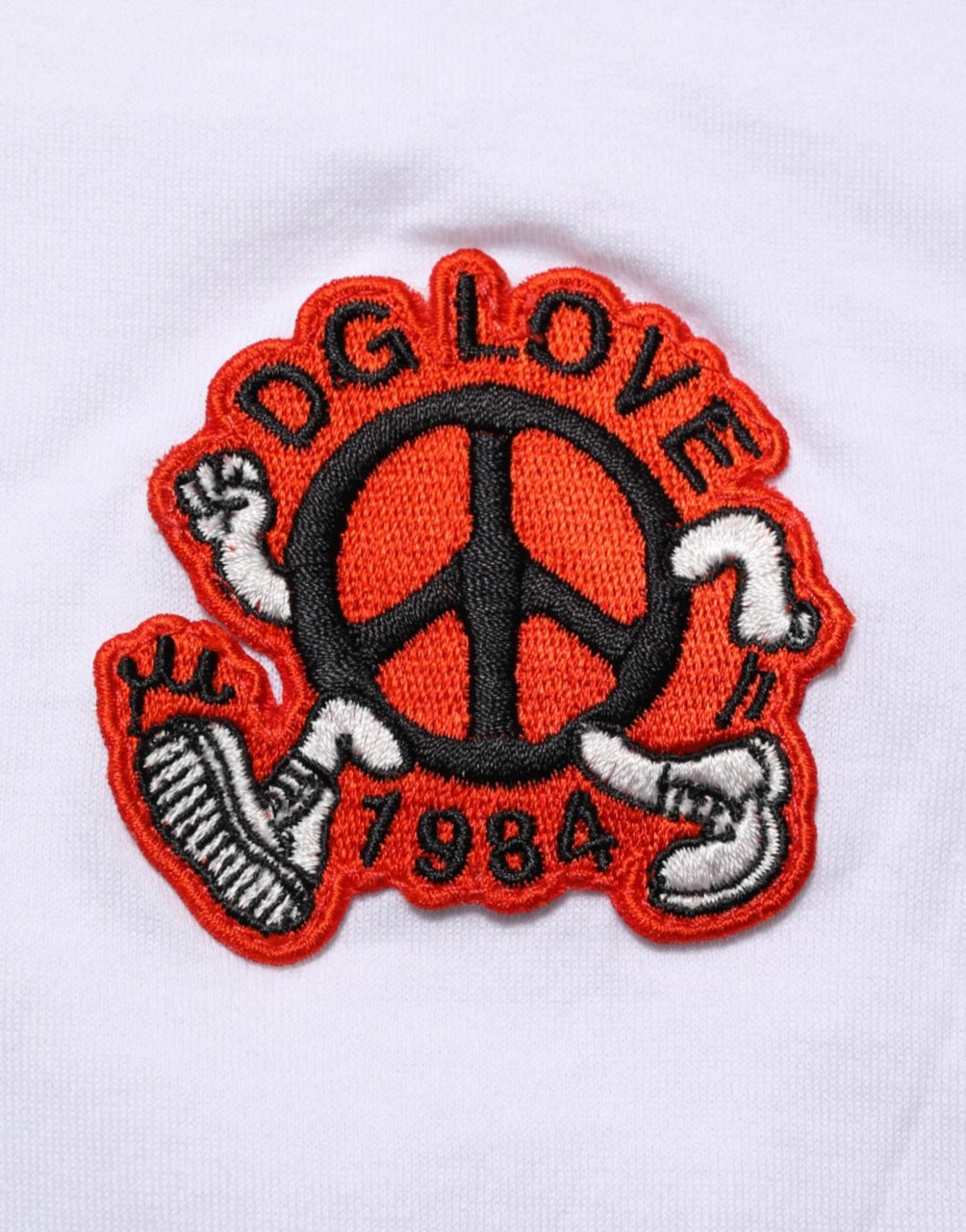 Dolce & Gabbana White Cotton DG Love Patch Crew Neck T-shirt Wit