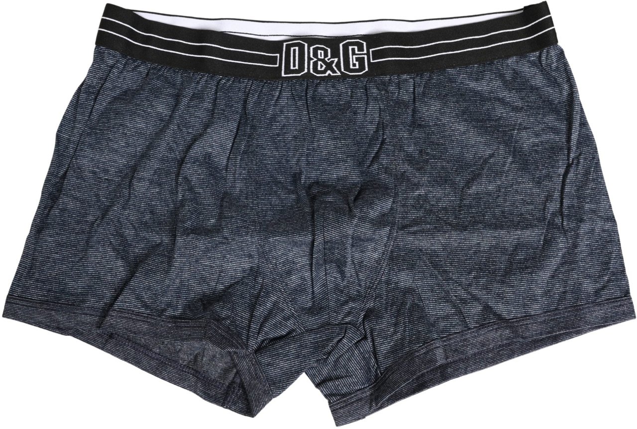 Dolce & Gabbana Dark Blue Logo Cotton Regular Boxer Underwear Blauw