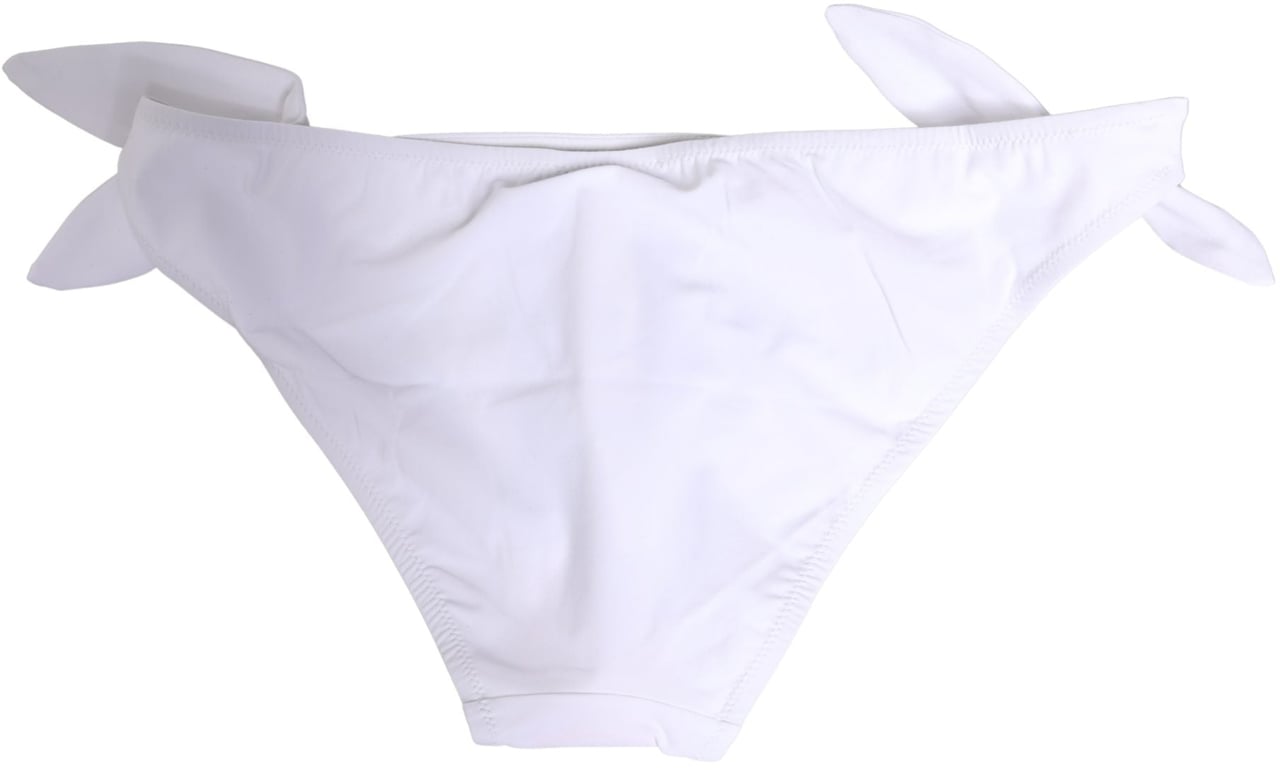 Dolce & Gabbana White Nylon DG Logo Plaque Bikini Bottom Swimwear Wit