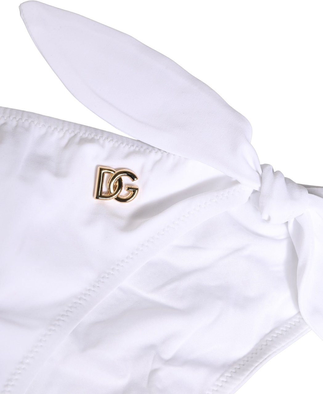 Dolce & Gabbana White Nylon DG Logo Plaque Bikini Bottom Swimwear Wit