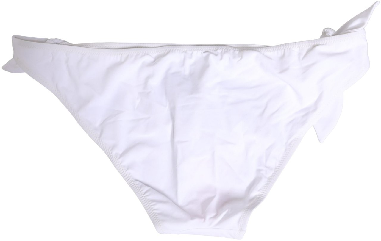 Dolce & Gabbana White Nylon DG Logo Plaque Bikini Bottom Swimwear Wit
