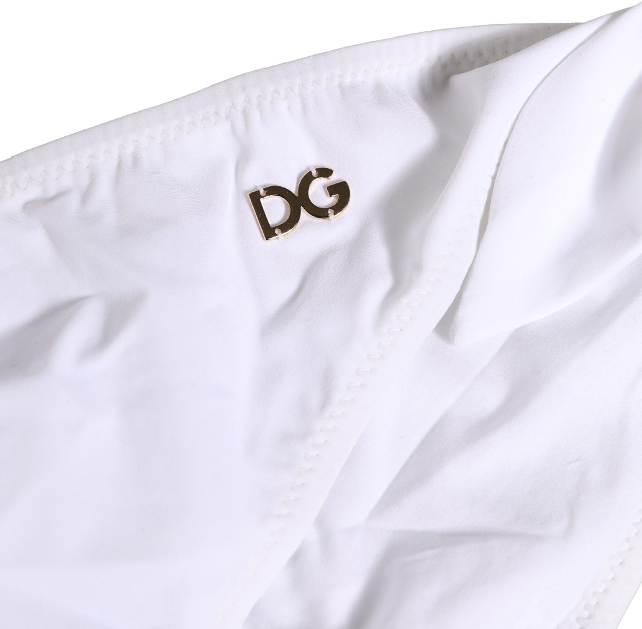 Dolce & Gabbana White Nylon DG Logo Plaque Bikini Bottom Swimwear Wit