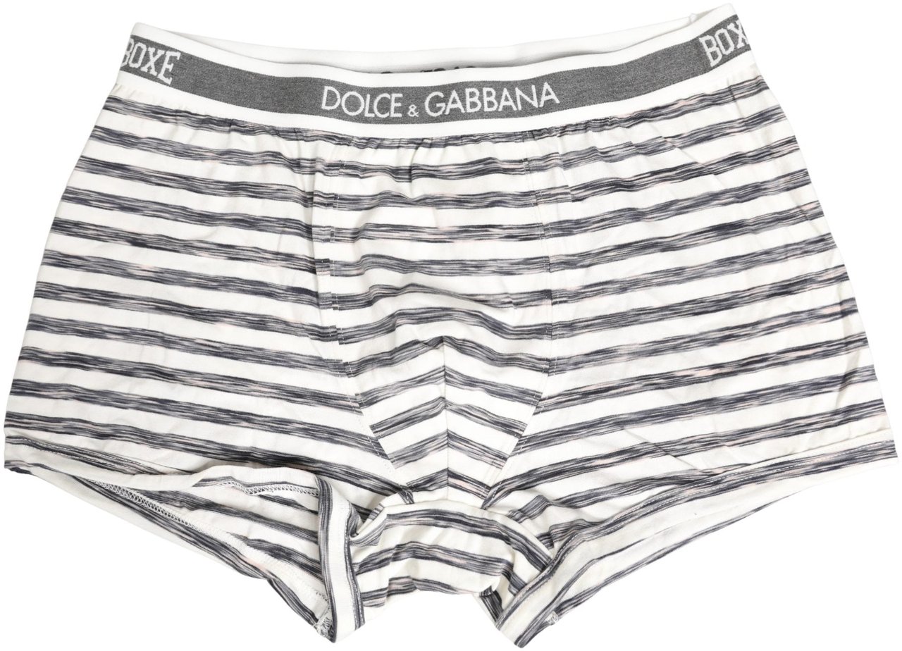 Dolce & Gabbana Gray White Stripes Men Regular Boxer Underwear Grijs