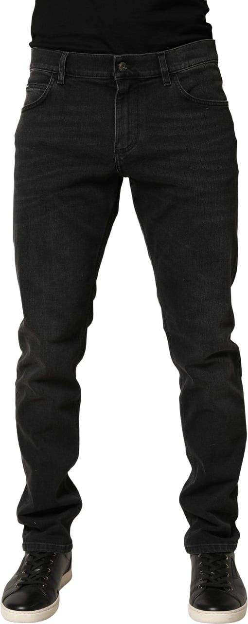 Dolce & Gabbana Black Cotton Stretch Regular SkinnyDenim Jeans Zwart