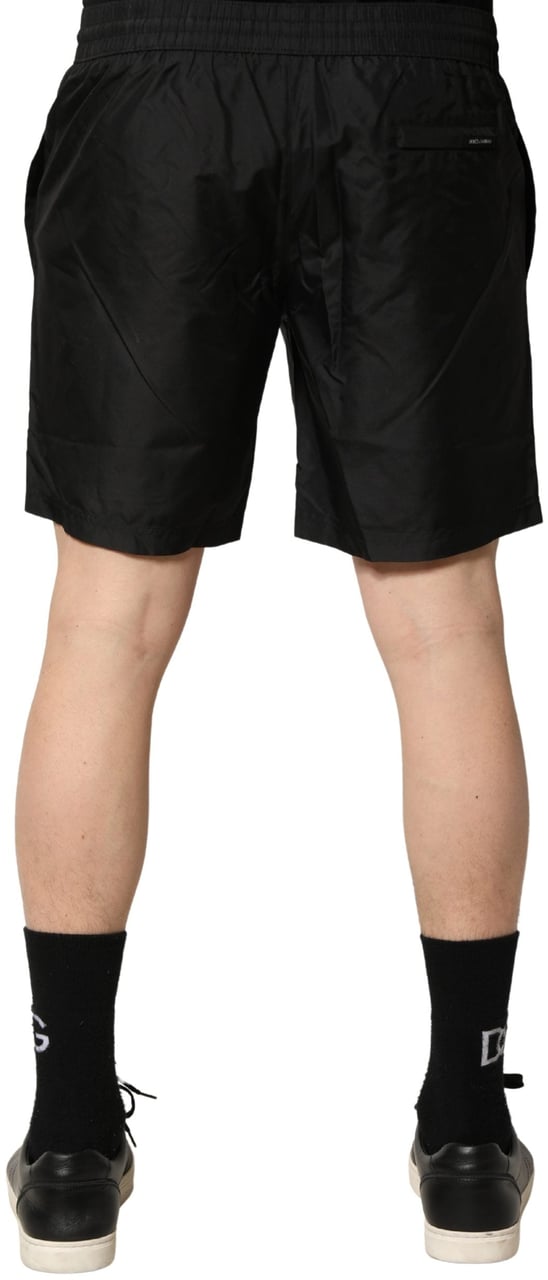 Dolce & Gabbana Black Polyester Drawstring Men Shorts Swimwear Zwart