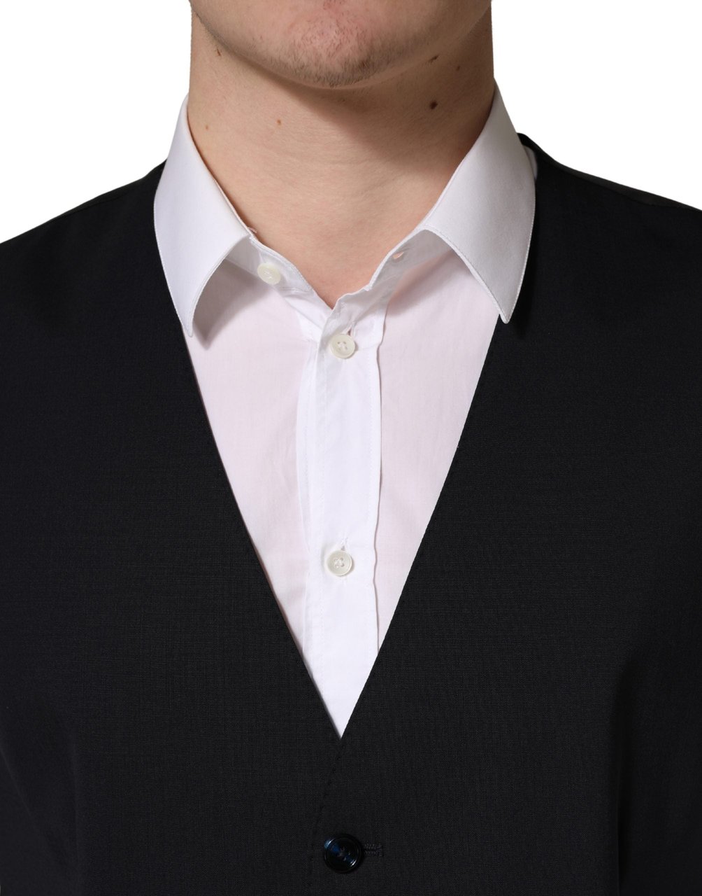 Dolce & Gabbana Black Wool Single Breasted Waistcoat Vest Zwart