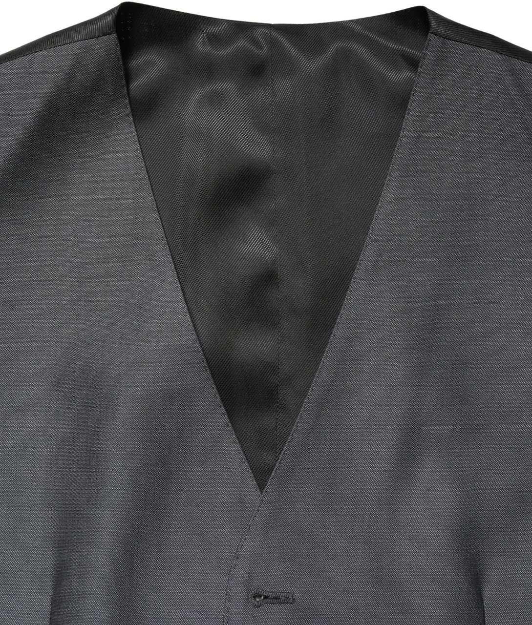 Dolce & Gabbana Dark Gray Single Breasted Men Waistcoat Vest Zwart