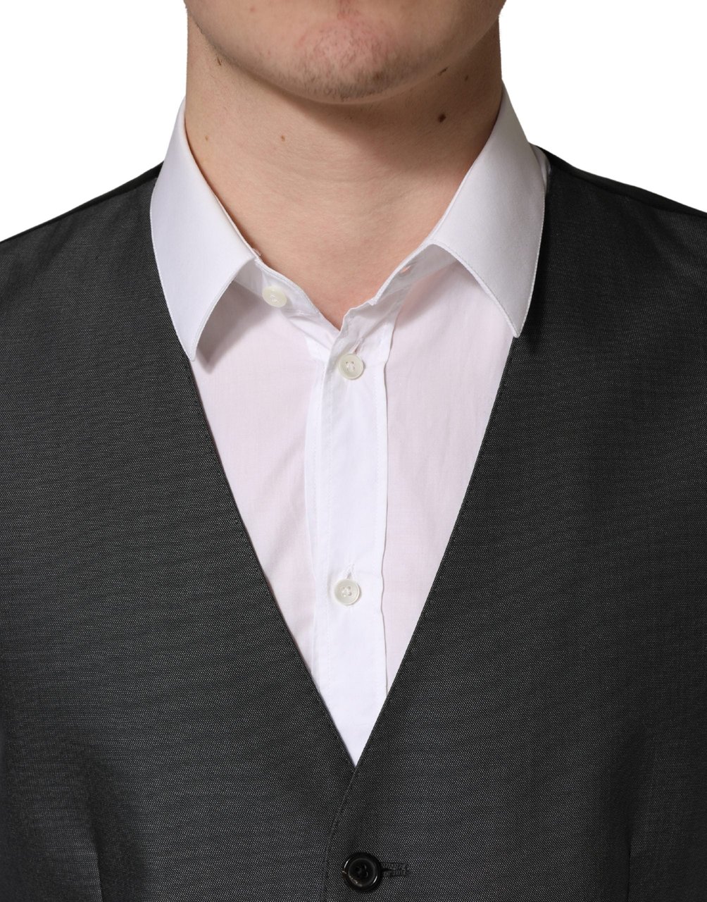 Dolce & Gabbana Dark Gray Single Breasted Men Waistcoat Vest Zwart
