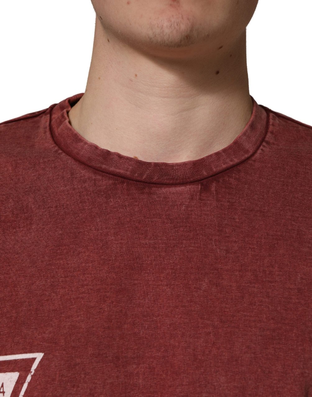 Dolce & Gabbana Maroon Print Round Neck Short Sleeve T-shirt Zwart