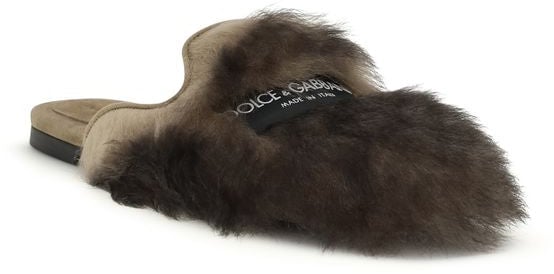 Dolce & Gabbana Gray Lamb Ovis Aries Aries Mules Grijs
