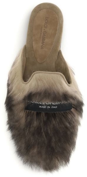 Dolce & Gabbana Gray Lamb Ovis Aries Aries Mules Grijs