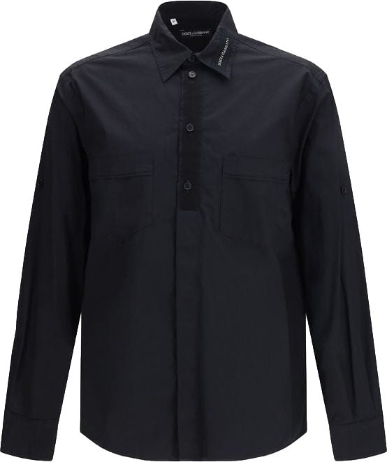 Dolce & Gabbana Black Cotton Dress Shirt Zwart