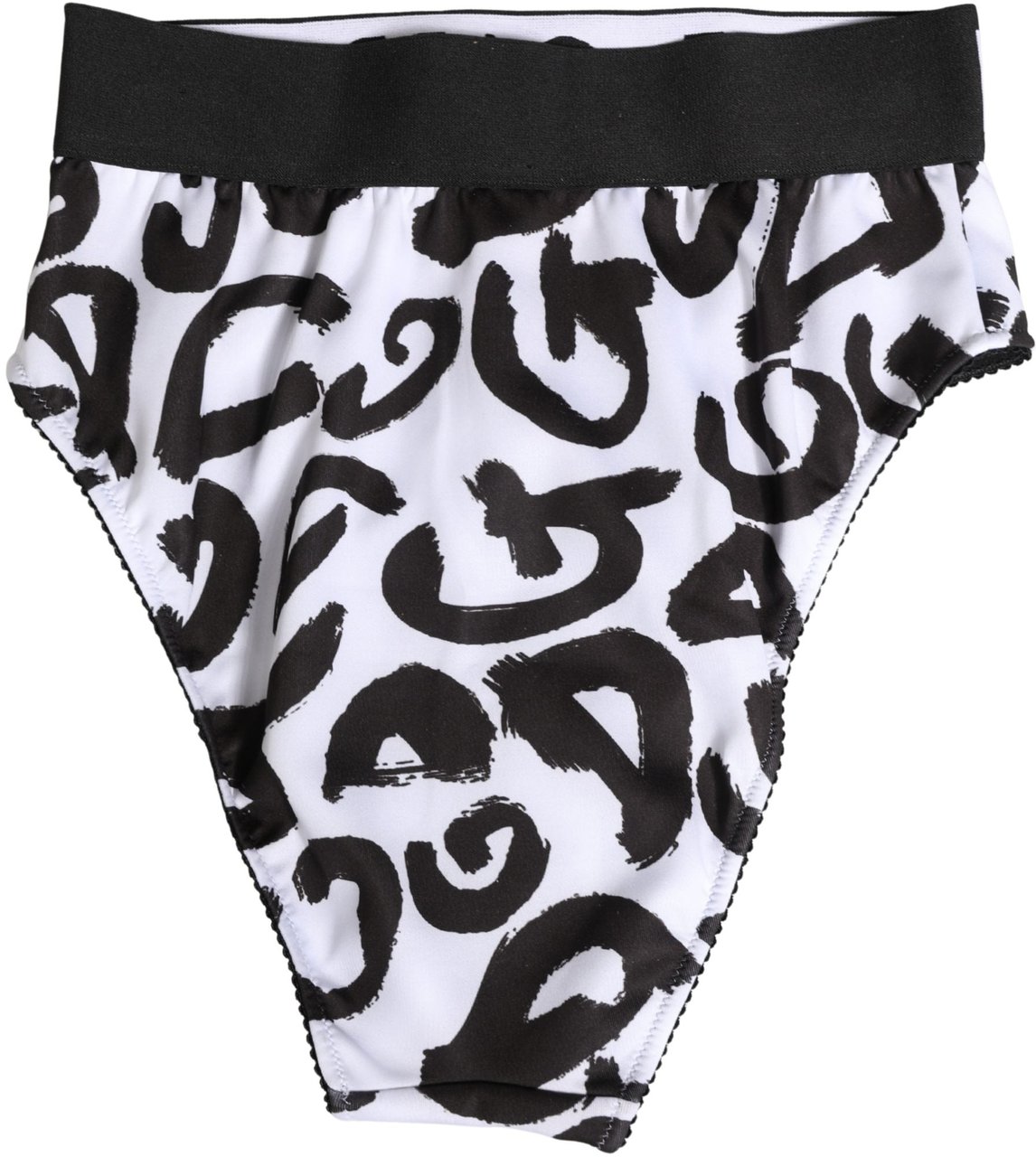 Dolce & Gabbana Black White Graphic Logo High Brief Underwear Zwart